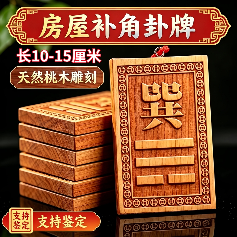 Peach Wood Hexagram Corner Patch for House Corner Deficiency, Bagua Direction Signs for the Eight Trigrams (Gan, Li, Kan, Zhen, Dong, Xun, Nan, Bei), Wooden Hanging Sign Peach Wood Hexagram Corner Patch for House Corner Deficiency, Bagua Direction Signs for the Eight Trigrams (Gan, Li, Kan, Zhen, Dong, Xun, Nan, Bei), Wooden Hanging Sign