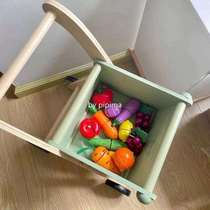 Supermarket toddler girl childrens birthday gift butt stroller mom shopping cart boy play house wooden toy