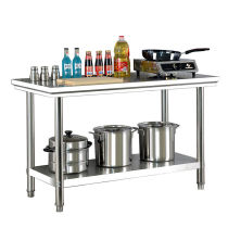 Double-layered kitchen worktable stainless steel worktable hotel thickened loading table two-layered table cutting and packaging layer