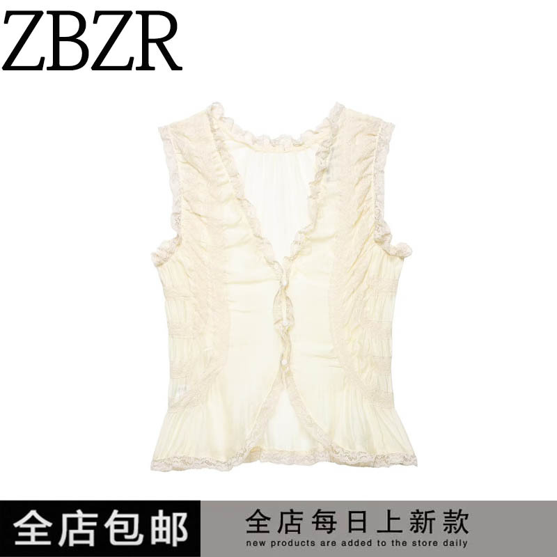 Za Spring/Summer New Arrivals Women's Clothing Zr European and American Style Foreign Trade Fashion Versatile Lace Buttoned Shirt 3067036