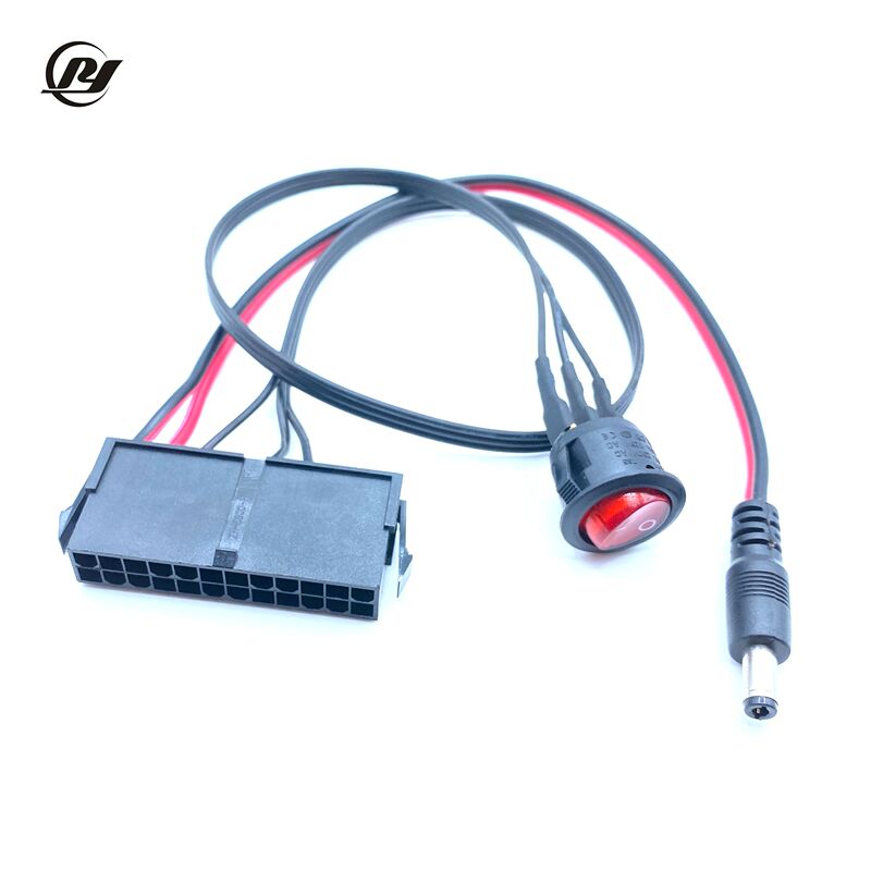 Atx24Pin to Dc5525 Male 12V Power Cable with Start Switch and Light 24P to Dc12V Adapter Cable