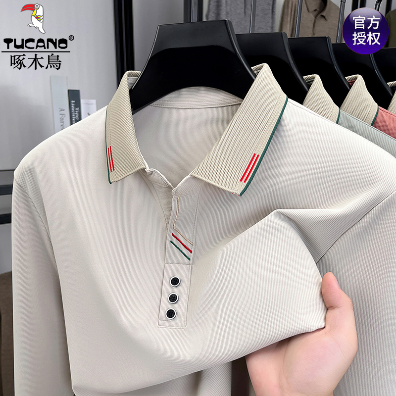 Woodpecker Paul Men's Solid Color Polo Shirt Long-Sleeved Lapel T-Shirt Autum 2025 New Casual High-End Top Woodpecker Paul Men's Solid Color Polo Shirt Long-Sleeved Lapel T-Shirt Autum 2025 New Casual High-End Top