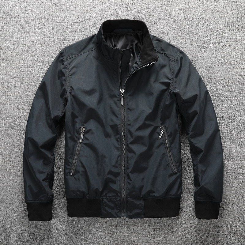 American Pilot Jacket Men's Trendy Spring and Autumn Thin Stand-Up Collar Windproof Black Versatile Casual Jacket