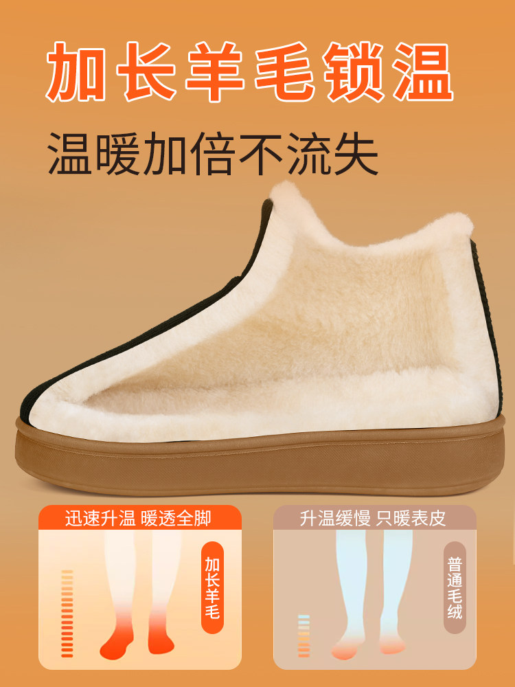 Women's Winter Cotton Shoes with Added Fleece and Thick Wool, Non-Slip Cotton Slippers for Middle-Aged and Elderly, New Model for Mothers, Men's Warm Shoes for the Elderly