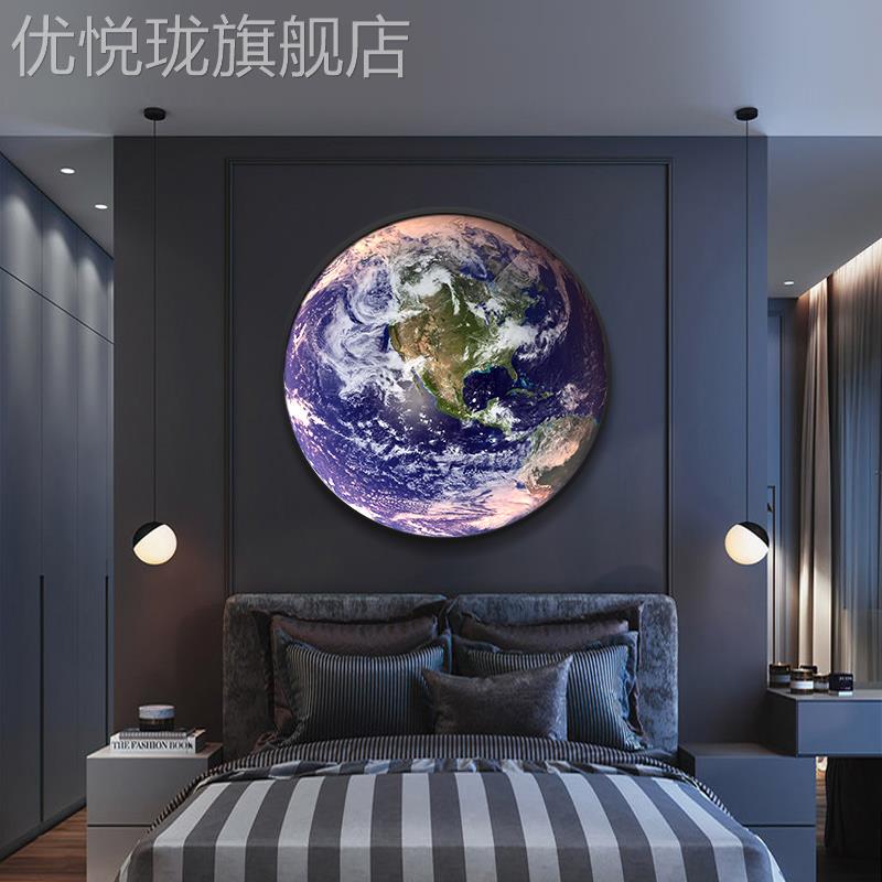 Trendy Moon and Earth Lamp, Round Wall Hanging for Hallway, Entrance, Master Bedroom Background Wall, Bedside Room Decor with Light Trendy Moon and Earth Lamp, Round Wall Hanging for Hallway, Entrance, Master Bedroom Background Wall, Bedside Room Decor with Light