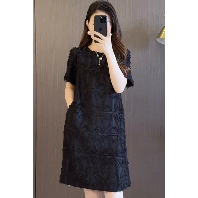 Black Dress for Women 2026 Fashionable Summer New French Style Slimming Designer-Inspired Loose Shoulder Dress