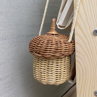 Handwoven Round Rattan Woven Bagbags Women Bucket Tropi