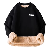 Утепленная бархатная толстовка, трендовый зимний лонгслив для отдыха, удерживающее тепло базовое термобелье, оверсайз