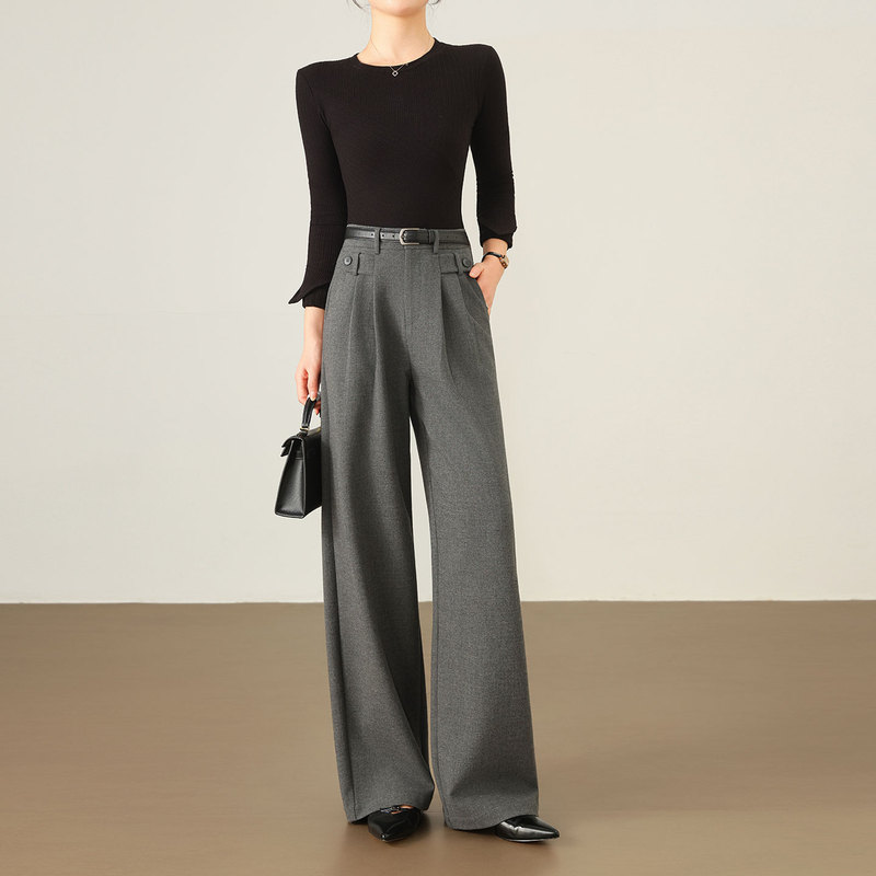 Ausigi High-Waisted Slimming Wool Casual Pants for Women 2026 Autumn New High-End Versatile Straight-Leg Trousers