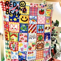 小红和豆子REDANDBEAN原创可爱拼布格子宿舍午睡羊羔毛毯绒毯子