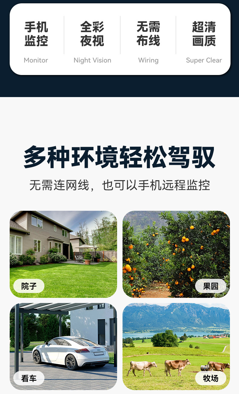 F-solar camera monitor, 360-degree outdoor coverage without blind spots, remote mobile phone access, no power or network, 4G night vision outdoors undefined