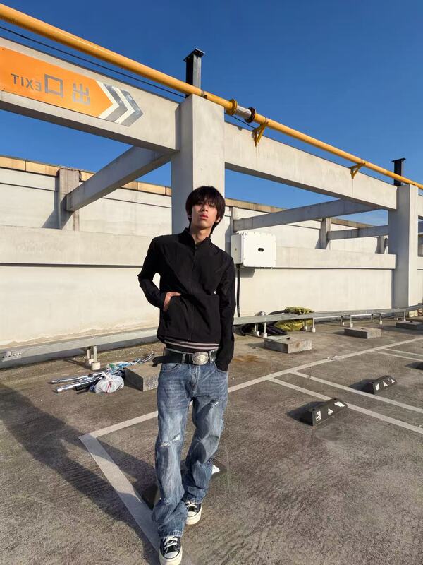 【Zhut】Ice Blue Heavy Industry Washed Distressed Lightning Ripple Denim 14.2 oz Vintage Flared Jeans