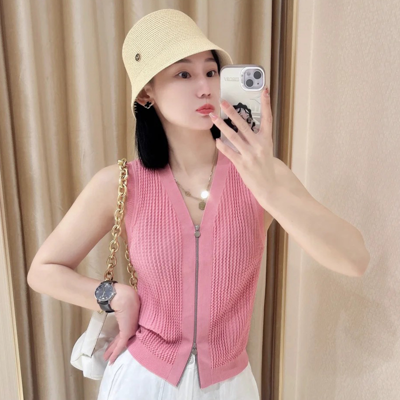 モールカウンターと同じスタイル。本物2025年夏の新スタイル。Vネックの万能スリムウエストニットベスト、女性用548027。