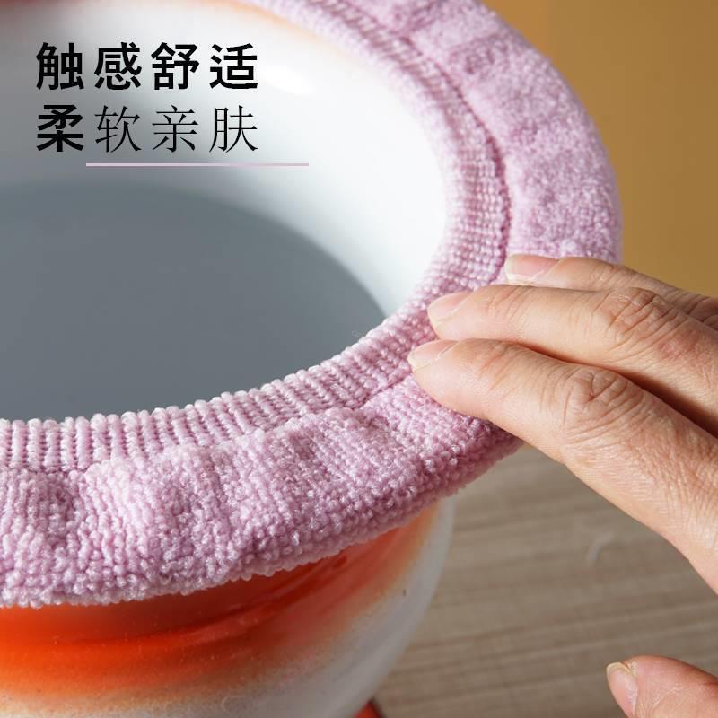 Thickened Warm Cushion Ceramic Spittoon Sleeve Adult Urine Bucket Cushion Children Toilet Cushion Seniors High-Foot Spittoon Warm Suede Sleeve-Taobao