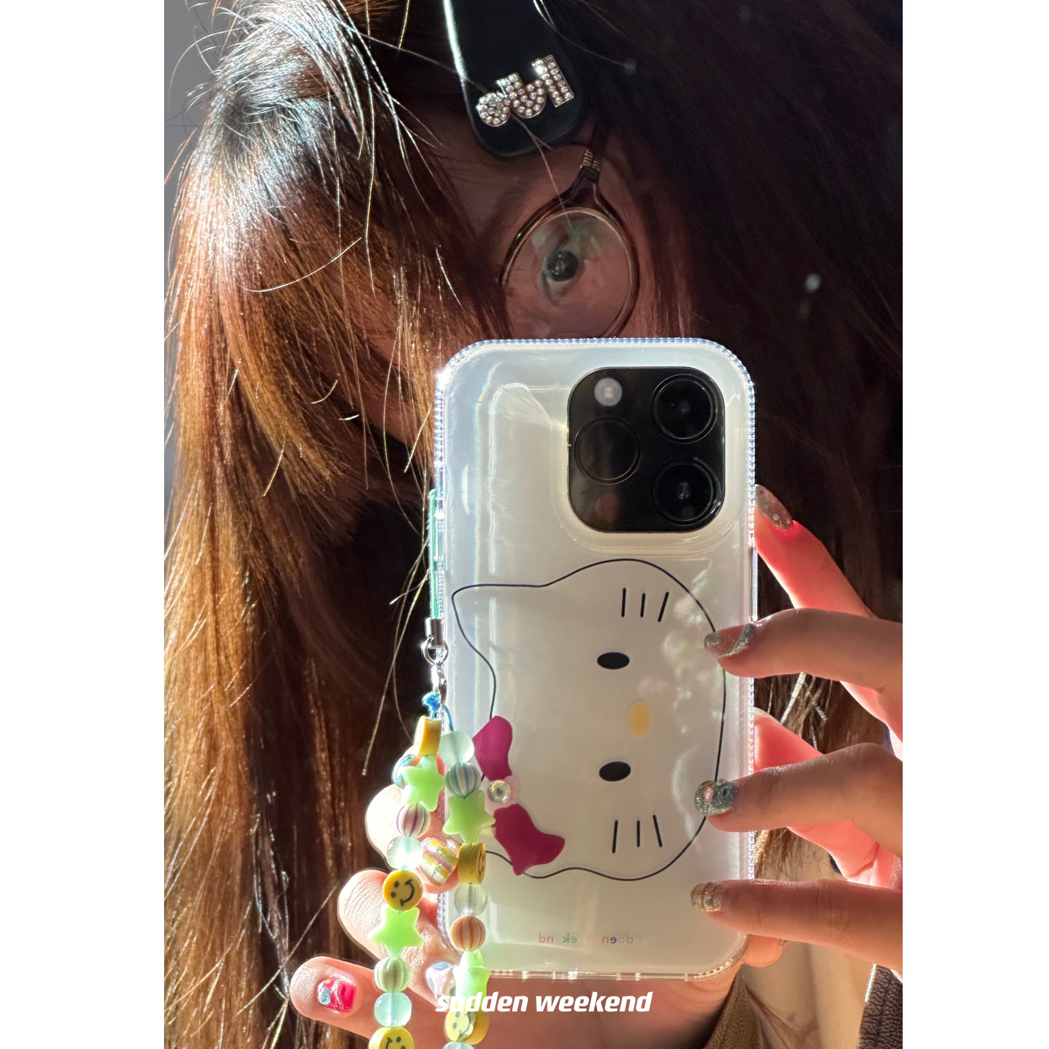 sudden weekend kitty hand painted imd double anti-fall side (lower single note model without hanging chain-Taobao