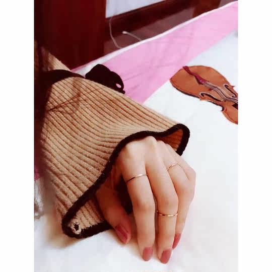 冷淡风素圈细戒指女玫瑰金食指环简约个性潮人关节尾戒钛钢in网红