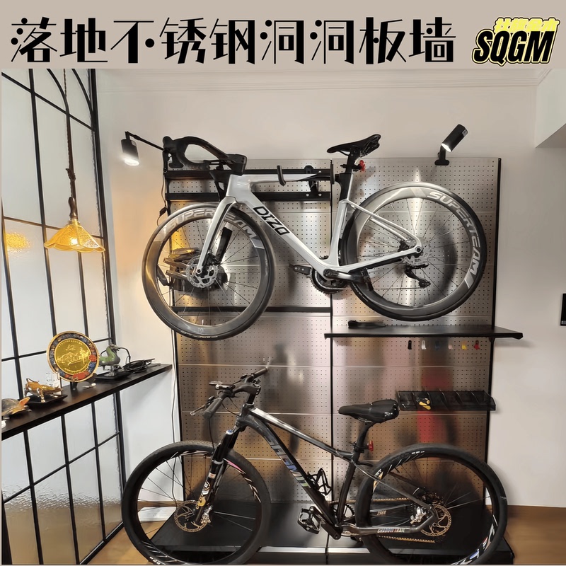 No-Drill Perforated Wall Board, Extra Thick Stainless Steel, Whole Wall Storage for Camping Gear, Snowboard Rack, Can Hang Bicycles