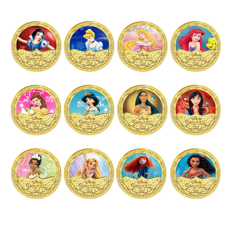 Disney Princess Series Commemorative Collectible Coins Snow White Mermaid Belle Commemorative Coin Gift