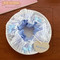 6# Древнее голубое кружевное кольцо для волос в клетку