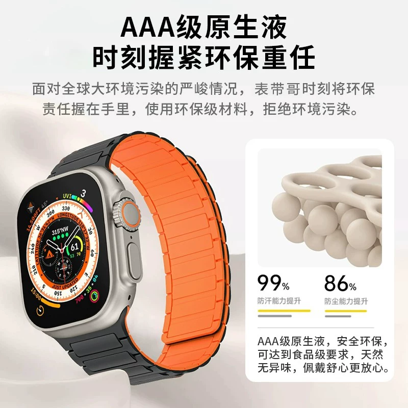 Совместимый ремешок для Apple Watch Ultra, металлическое магнитное кольцо-цилиндр, ремешок для Apple Watch iwatchs8 силиконовый защитный корпус пленка Ultra2senior sense мужской женский S9