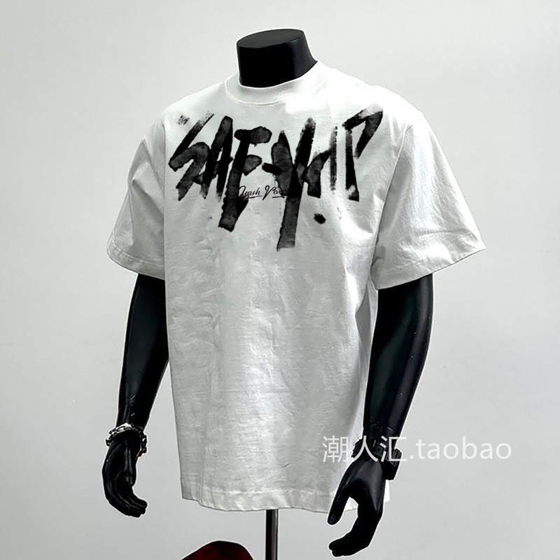 Trendy People Gather~ American Retro Letter Print Pure Cotton Short-Sleeve T-Shirt for Men and Women, Korean Style Loose and Versatile Half-Sleeve Top, Trendy