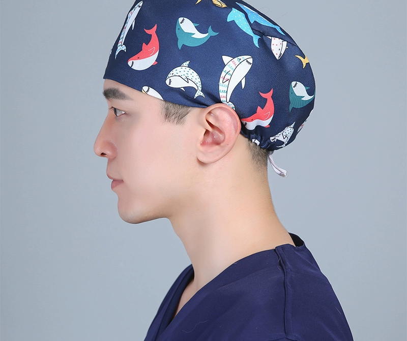 Mũ y tá phòng mổ mũ y tế mũ bác sĩ nam mũ làm việc y tế răng miệng điều chỉnh đàn hồi khóa mũ tròn mũ y tá nón y tế mũ trùm đầu phòng sạch
