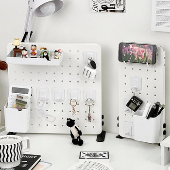 Perforated board storage rack office desk stationery storage rack desktop o-free punching station layered partition hanging