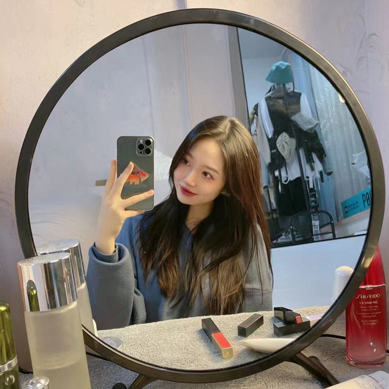 Large desktop makeup mirror led with lighting dorm students in wind dresser bedroom red complementary mirror