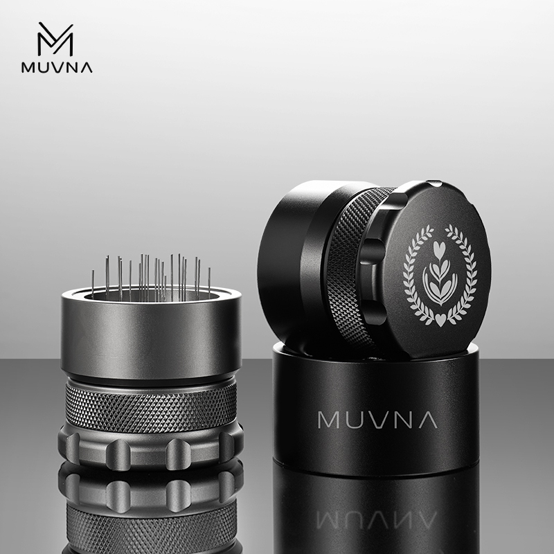 Muvna Italian Coffee Needle Distributor, Adjustable Height, Rotating Powder Distributor Needle, Clump Breaking Needle Tool