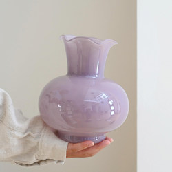 [Home aesthetics] Purple Glass Vase decoration living room flower arrangement decoration Accessible Luxury Fancy hydroponic flowers
