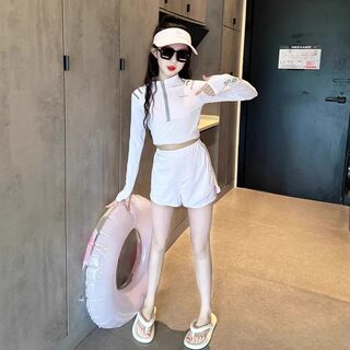 儿童泳衣夏季2025新款洋气女孩长袖防晒游泳衣女童分体高颜值泳装