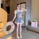 Girls' 2025 New Swimwear Summer Plaid Swimsuit Set for Older Children, Princess Style Girls' Swimwear, Fashionable