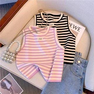 女童无袖背心夏季2025新款洋气时髦儿童内穿薄款夏装女孩条纹T恤