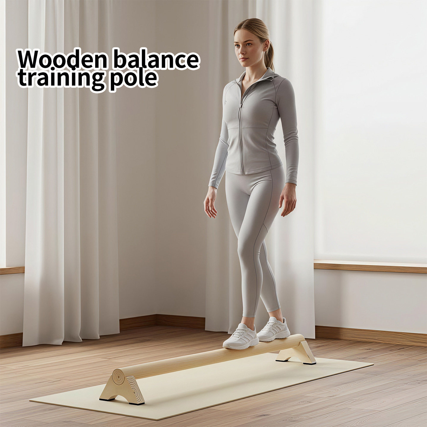 国境を越えたバランスビーム安定性トレーニング機器、丸太橋、無垢材の足底筋膜マッサージとストレッチ、パーソナルトレーニング、グループフィットネスクラス