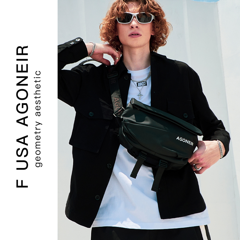 American Agoneir Aguni Skew Satchel With Male Tide Card Single Shoulder Bag Locomotive Backpack Sport Riding Pitched Shoulder Chest Bag-Taobao