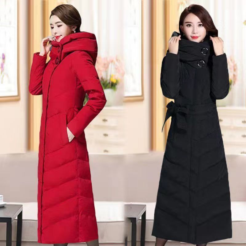 2024 Winter Women's down Jacket, Long Style to Calf, Slim Fit with Skirt Hem, Hooded Coat, Thickened with White Duck down 2024 Winter Women's down Jacket, Long Style to Calf, Slim Fit with Skirt Hem, Hooded Coat, Thickened with White Duck down