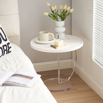 Light luxury Internet celebrity living room cream style sofa side table acrylic transparent art small coffee table mini corner table small apartment
