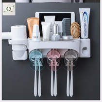 Wall-mounted hair dryer punch-free toilet toothbrush rack couples toothbrush holder two-in-one suction wall tooth cup