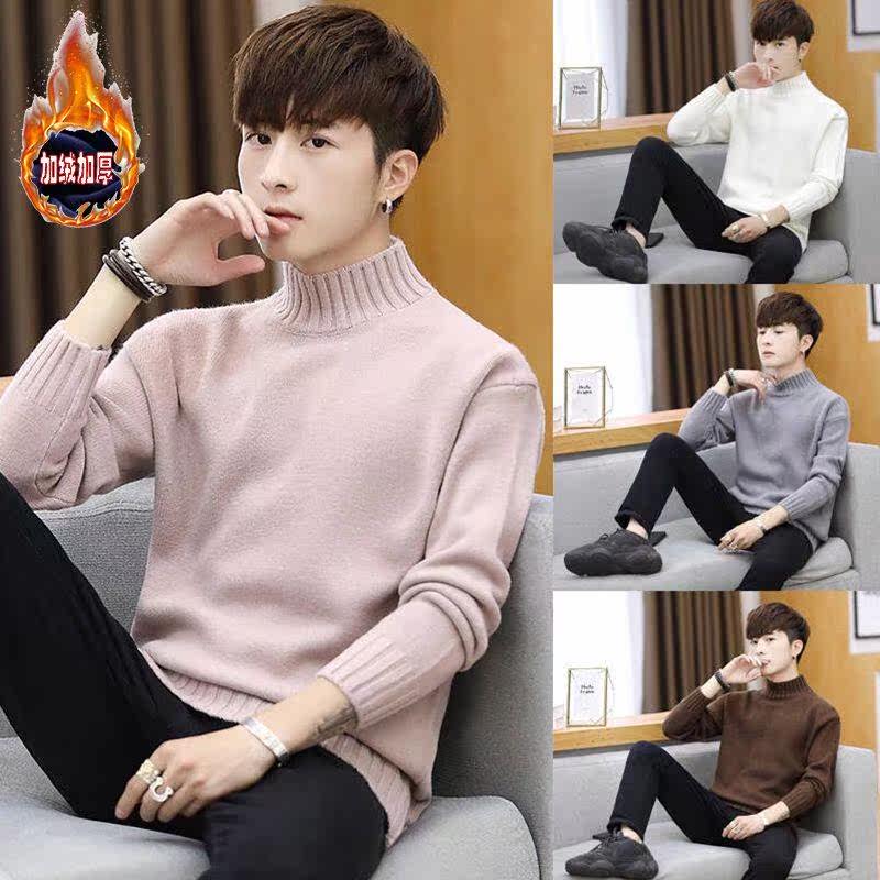 Ultra-thick plus sweater men in autumn winter half high-collar sweater men loose and thicker plus knitting sweater personality