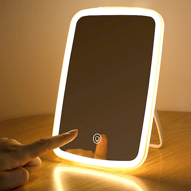 Makeup mirror LED lamp strip with lamp makeup mirror with small carry student dorm home desktop dressing table