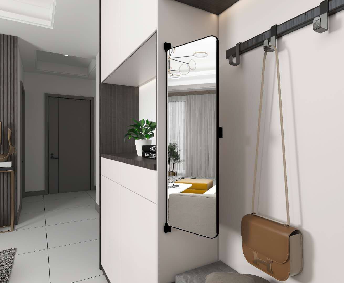 Декоративные зеркала 衣柜镜子旋转穿衣镜试衣全身折叠平开门内置内装隐形对开门推拉镜