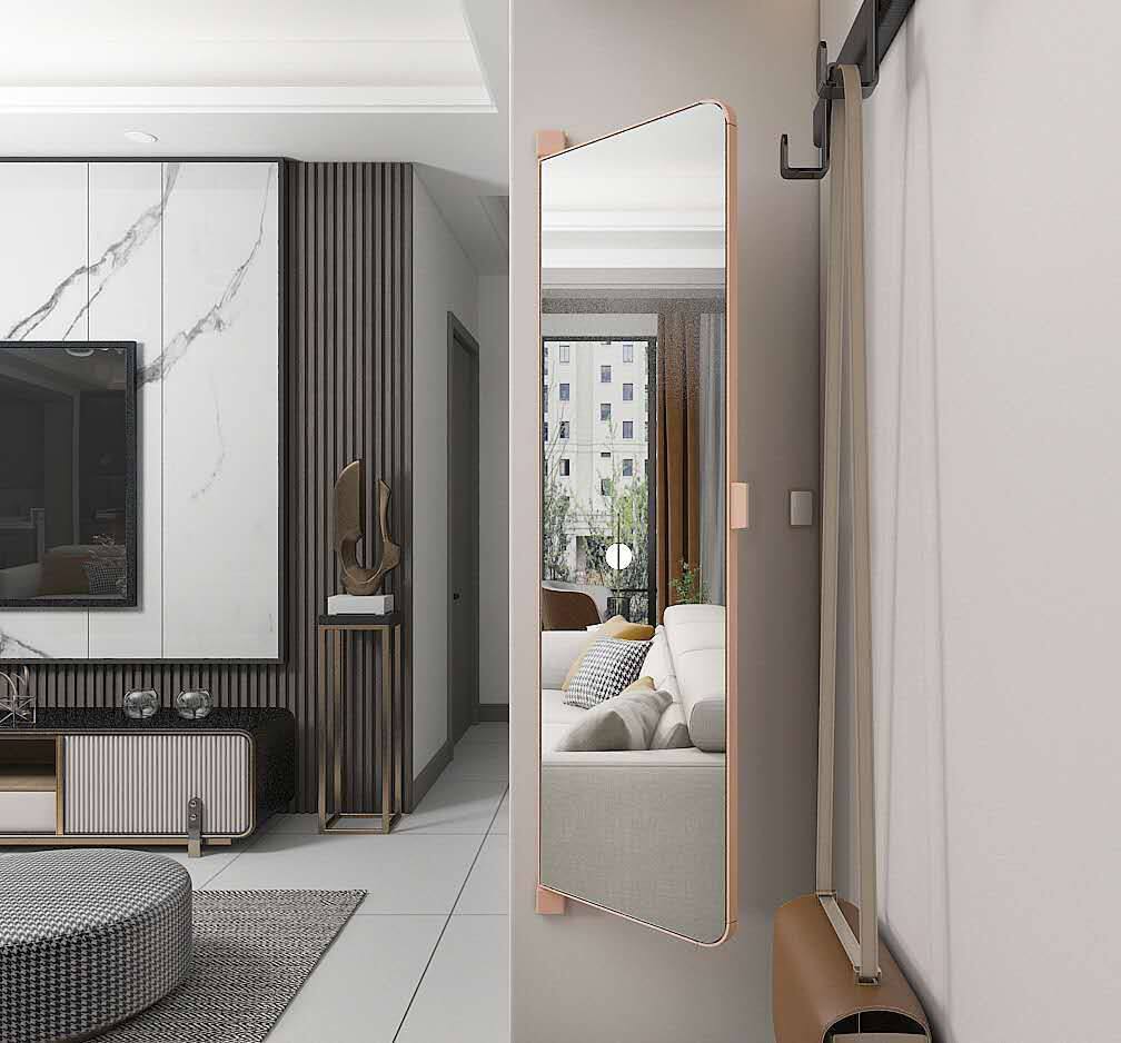 Декоративные зеркала 衣柜镜子旋转穿衣镜试衣全身折叠平开门内置内装隐形对开门推拉镜