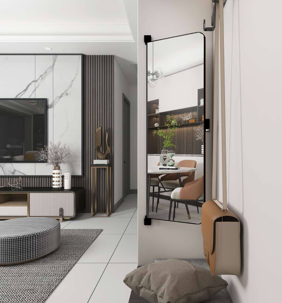 Декоративные зеркала 衣柜镜子旋转穿衣镜试衣全身折叠平开门内置内装隐形对开门推拉镜