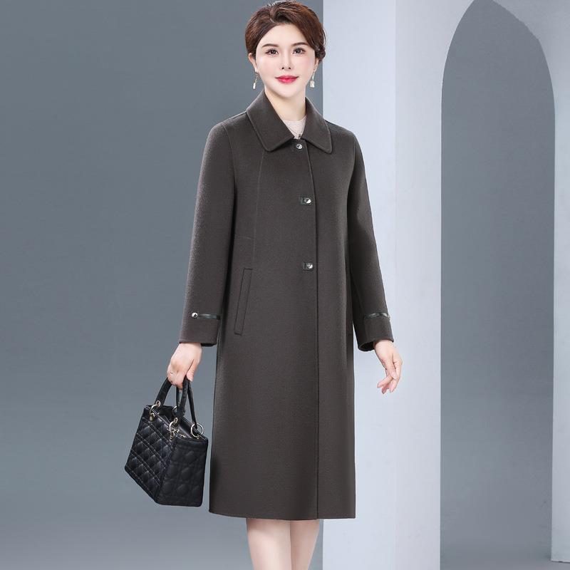 Double-Sided Cashmere Coat for Women, Mid-Length, 2025 New Winter Style, Plus Size, Middle-Aged and Elderly Mothers, Elegant Woolen Coat Double-Sided Cashmere Coat for Women, Mid-Length, 2025 New Winter Style, Plus Size, Middle-Aged and Elderly Mothers, Elegant Woolen Coat