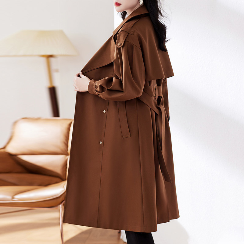 High-End and Stylish Women's Trench Coat, 2025 New Model, High-End Maillard Retro Long Casual British Style Jacket
