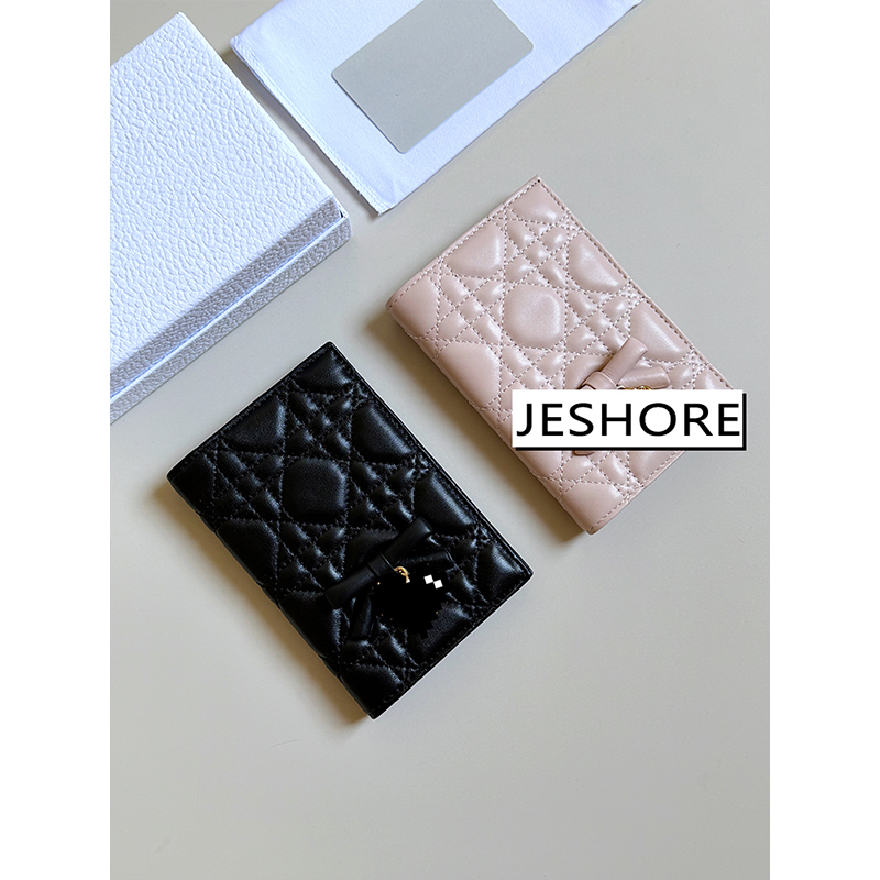 Jeshore 26 New Model Lady Passport Holder with Bow, Diamond Pattern Document Bag, Multi-Card Slot Travel Passport Bag