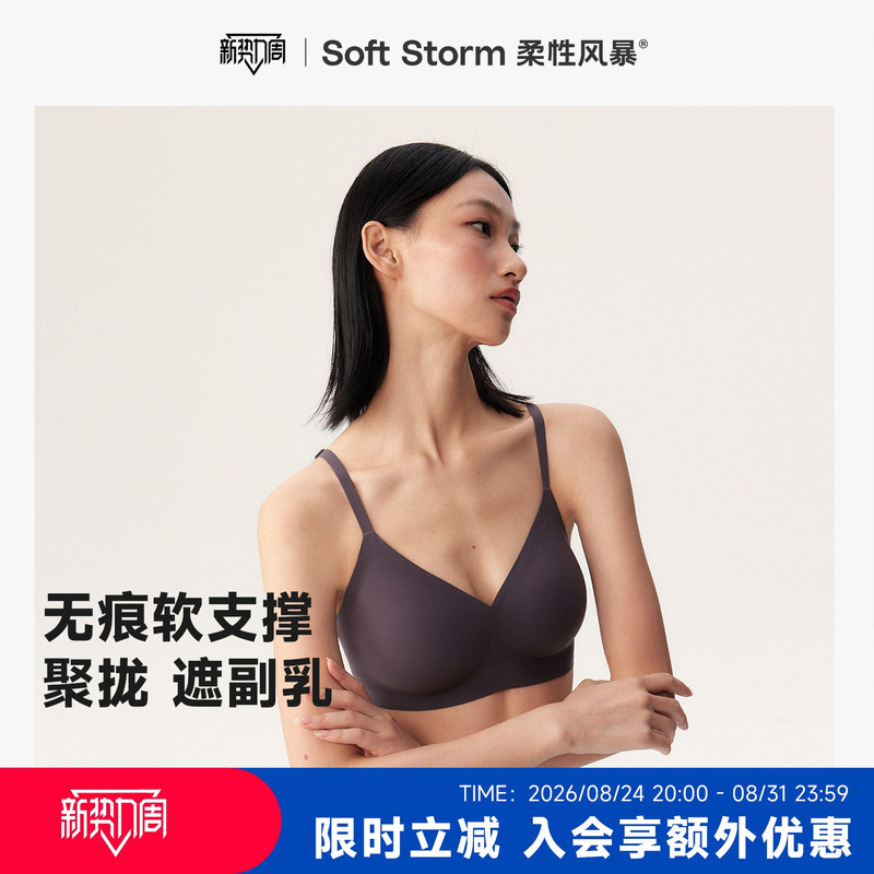 Flexible Storm 2026 Summer Seamless Underwear for Women, Push-Up for Small Busts, Comfortable Invisible Foundation Bra, Beautiful Back