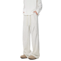 Trendy brand loose paratrooper pants for men in autumn loose straight pleated wide leg pants trendy brand gray simple casual pants