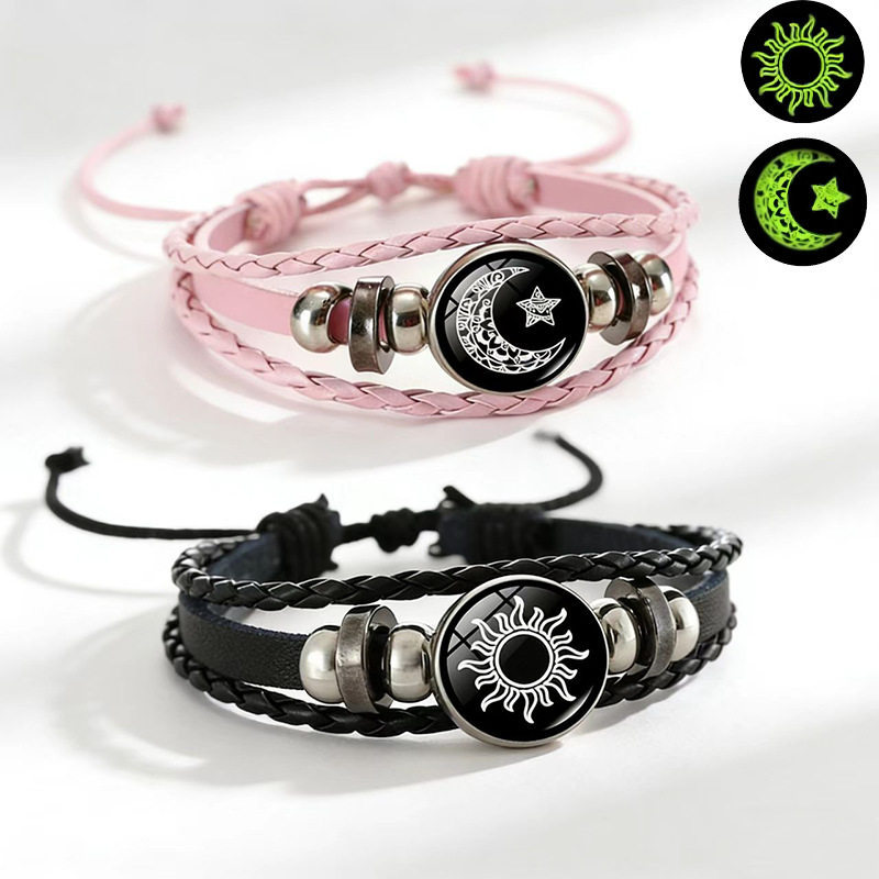 Best Friend Can'T Remotely Sense the Bracelet, Sun and Moon Lovers' Couple Bracelet, Smart Luminous Bracelet, Unisex Versatile Woven Bracelet
