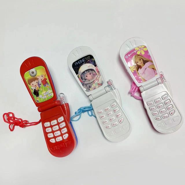Flip phone toy music toy phone baby child simulation mobile phone cartoon boy girl baby can chew